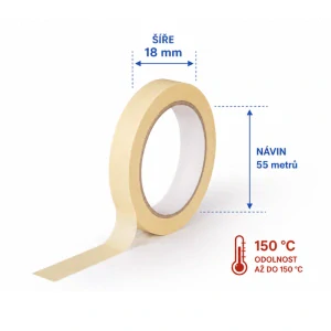 Maskovací lepicí páska pro vysoké teploty 55 m x 18 mm