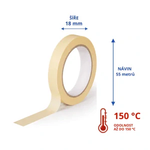Maskovací lepicí páska pro vysoké teploty 55 m x 18 mm