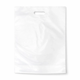 Igelitová taška LDPE bílá 400×500 mm s uchem, 100ks
