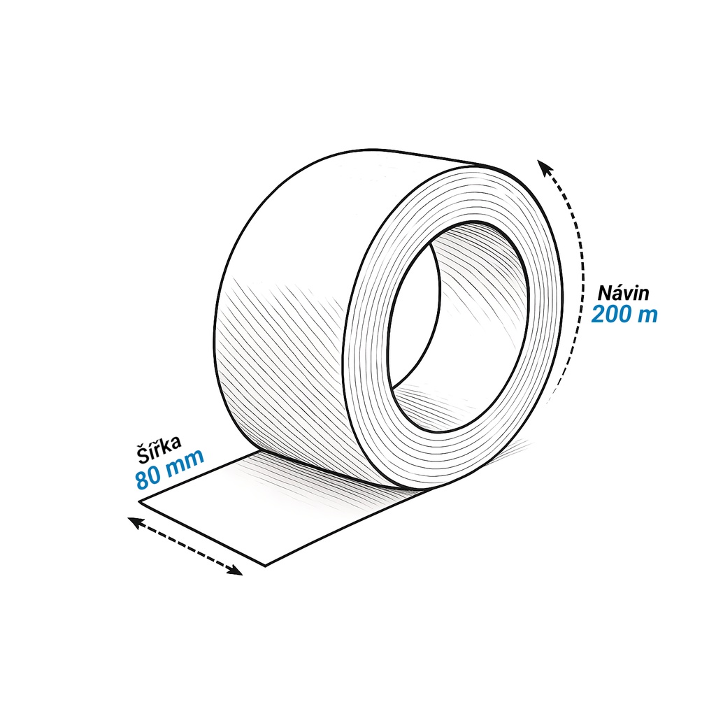 Zvlhčovací papírová páska 80 mm x 200 m, vyztužená vlákny, hnědá