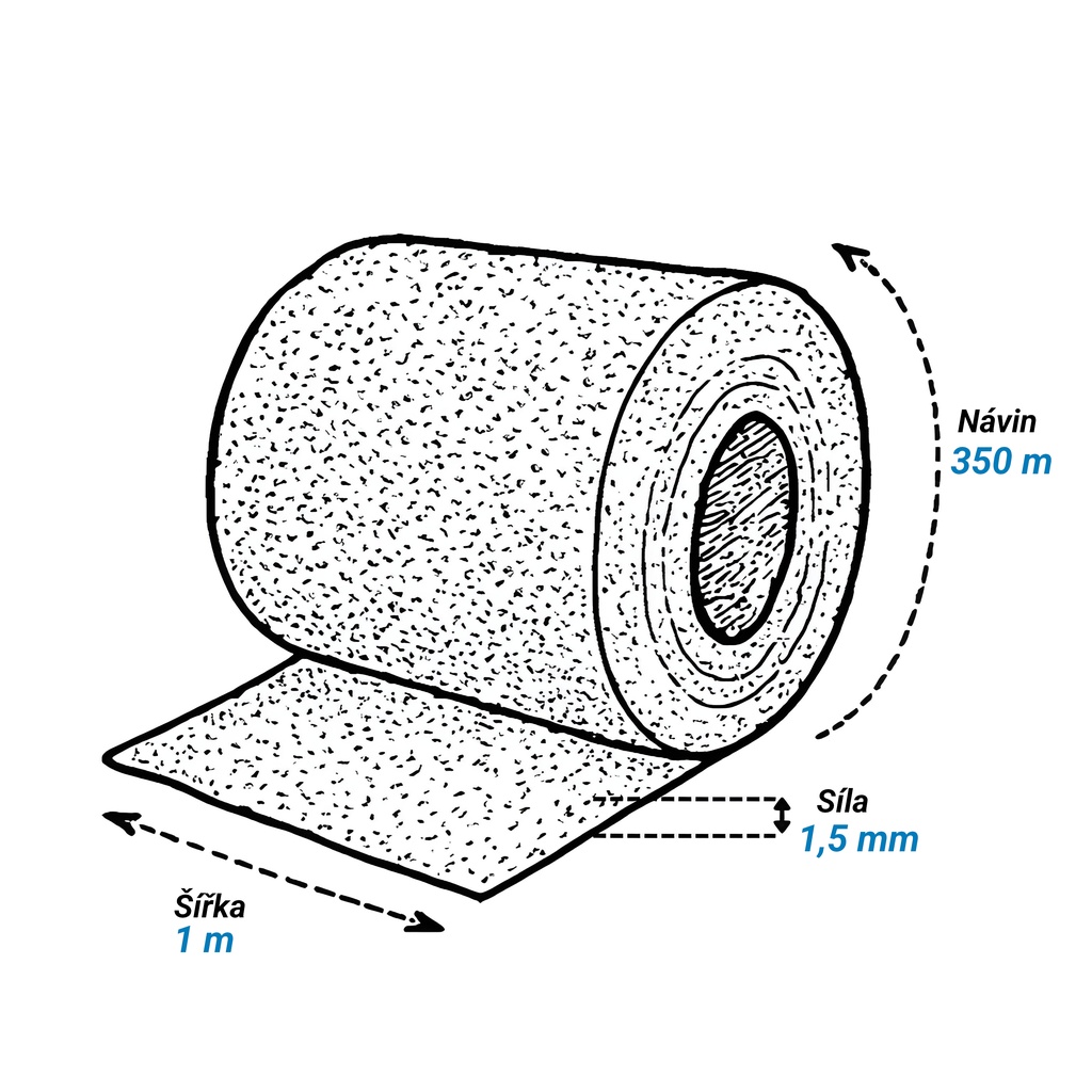 Mirelon - pěnový polyetylen - role 1 m x 350 m, 1,5 mm