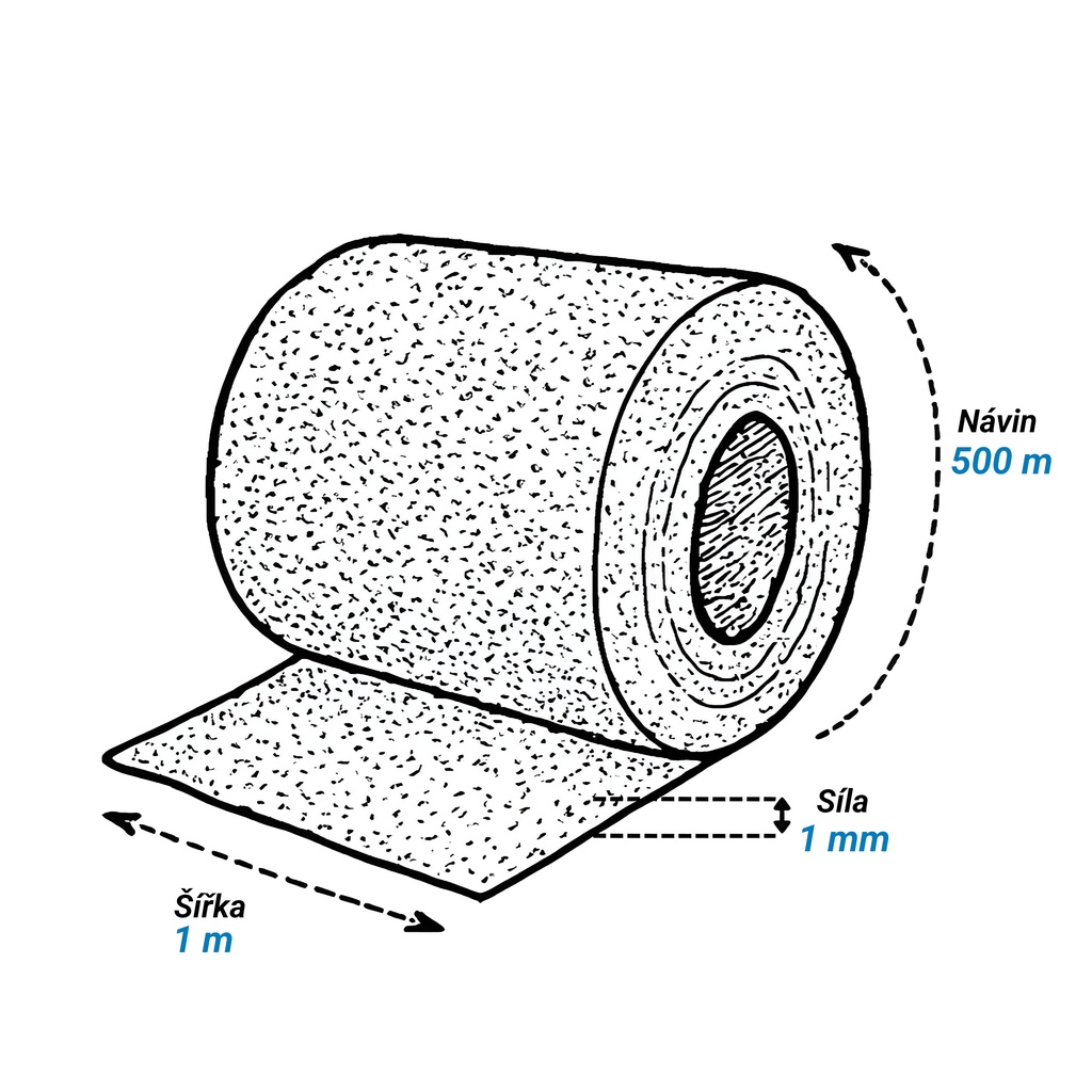 Mirelon - pěnový polyetylen - role 1 m x 500 m, 1 mm